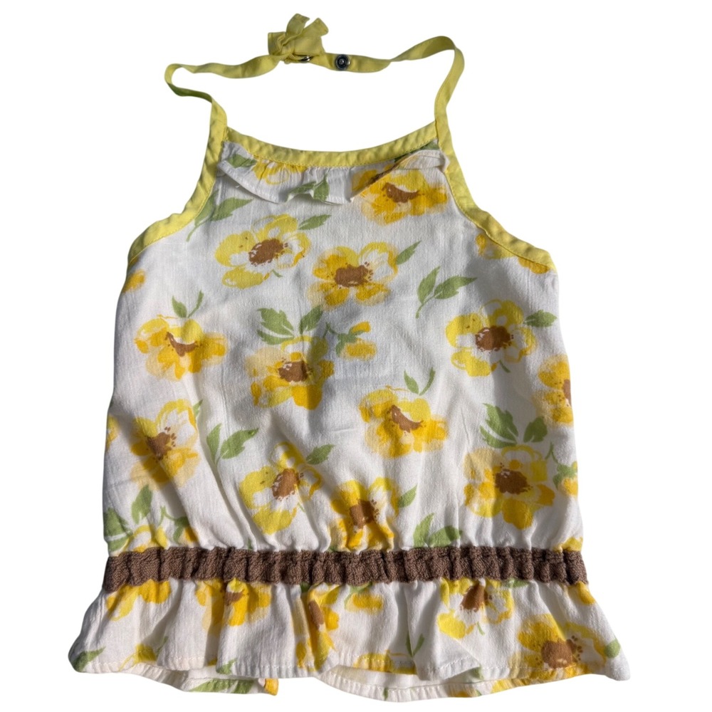 Vintage Y2K girls Oshkosh sunflower floral halter top 3T flowy 2000s summer